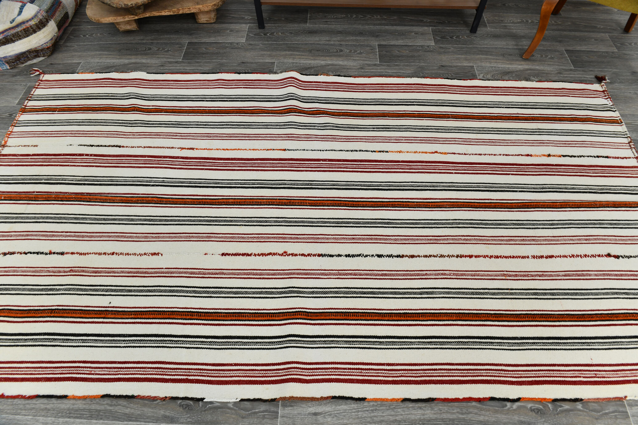 5x9 modern striped hemp rug, 148x269cm