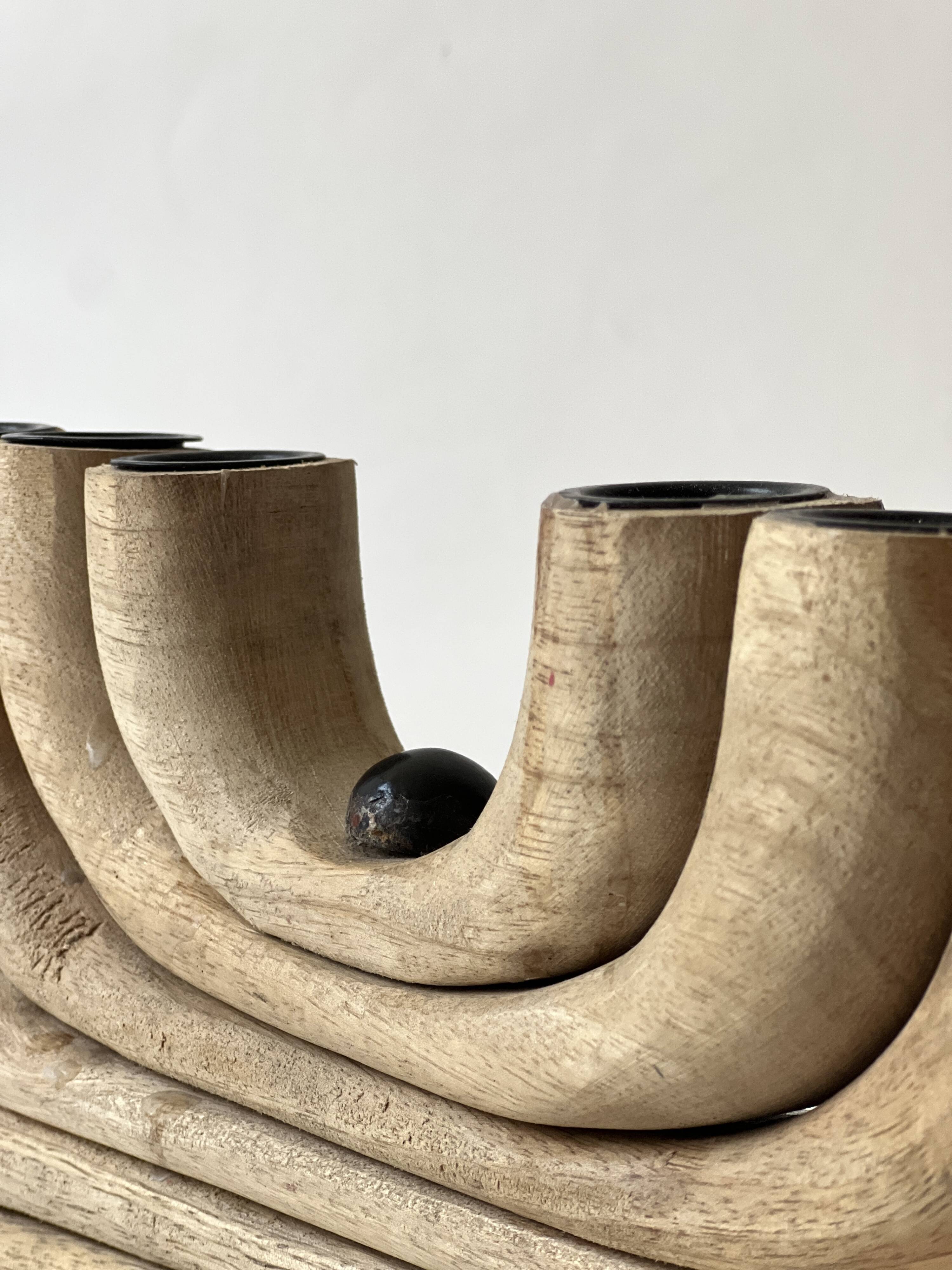Scandinavian wooden candle holder, Denmark 1970s.