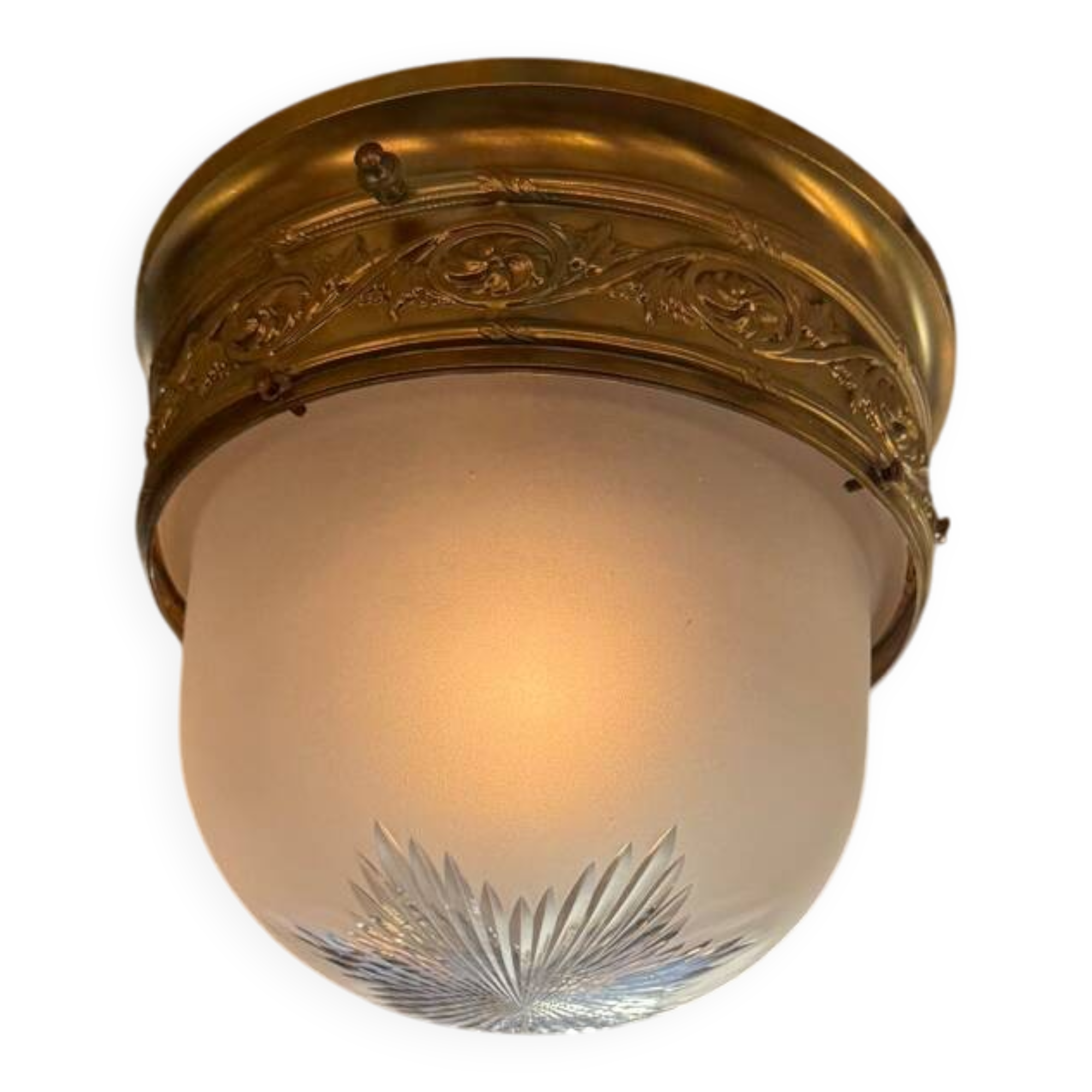Brass and crystal ceiling light