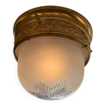 Brass and crystal ceiling light