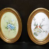 peinture sur soie en médaillon