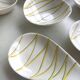 1950 SALINS service Aurore model yellow and black striped soup plates dish ravier