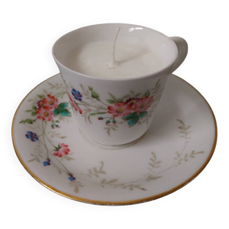 Handmade candle in old cup