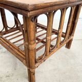 Square Coffee Table in Rattan & Bamboo – Removable Top