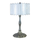 Bronze Lamp With Leaded Glass Shade