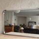 Rectangular mirror 70s plexiglass frame and chromed metal
