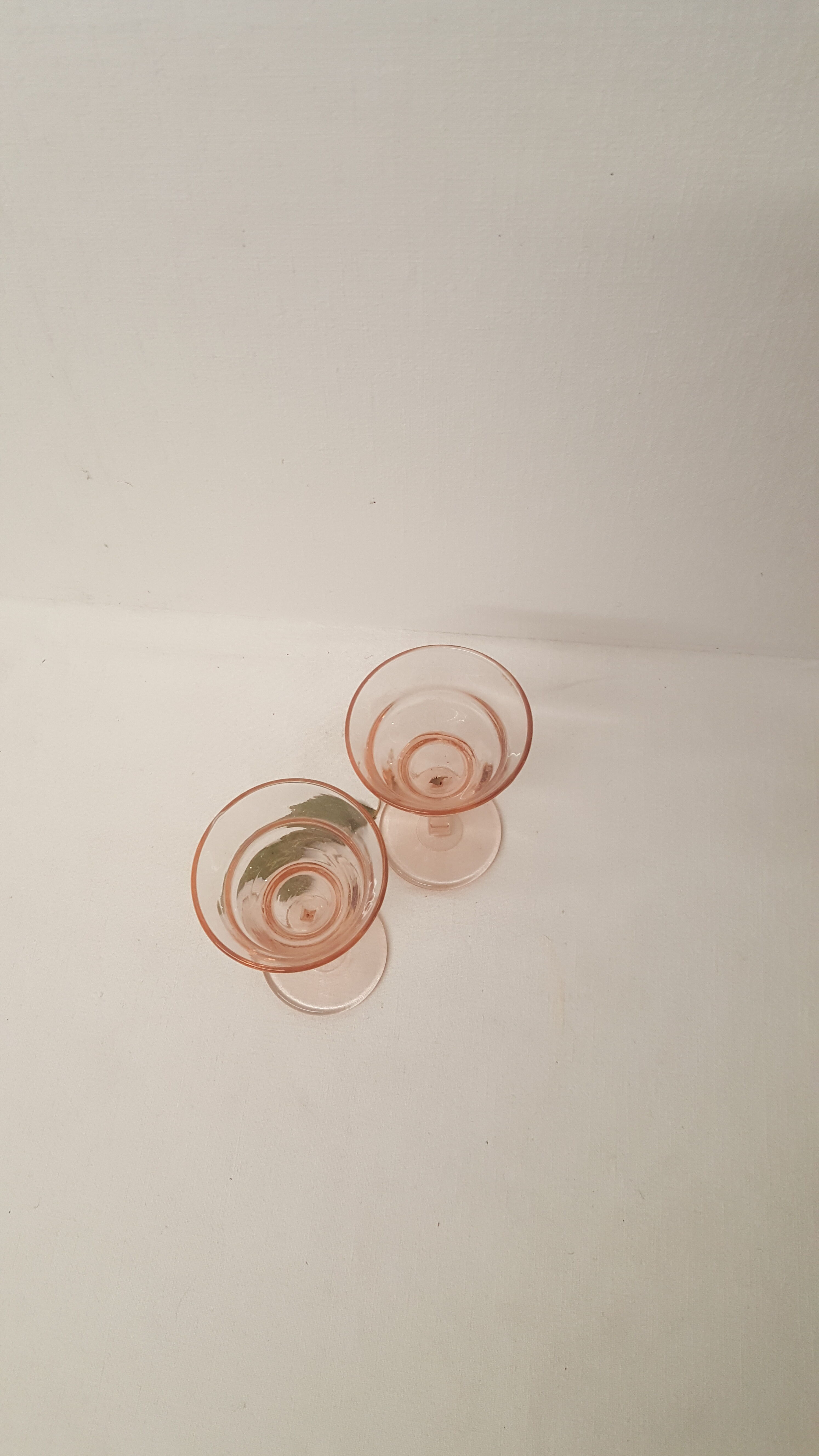 Duo of pink liquor glasses