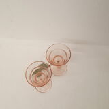 Duo of pink liquor glasses