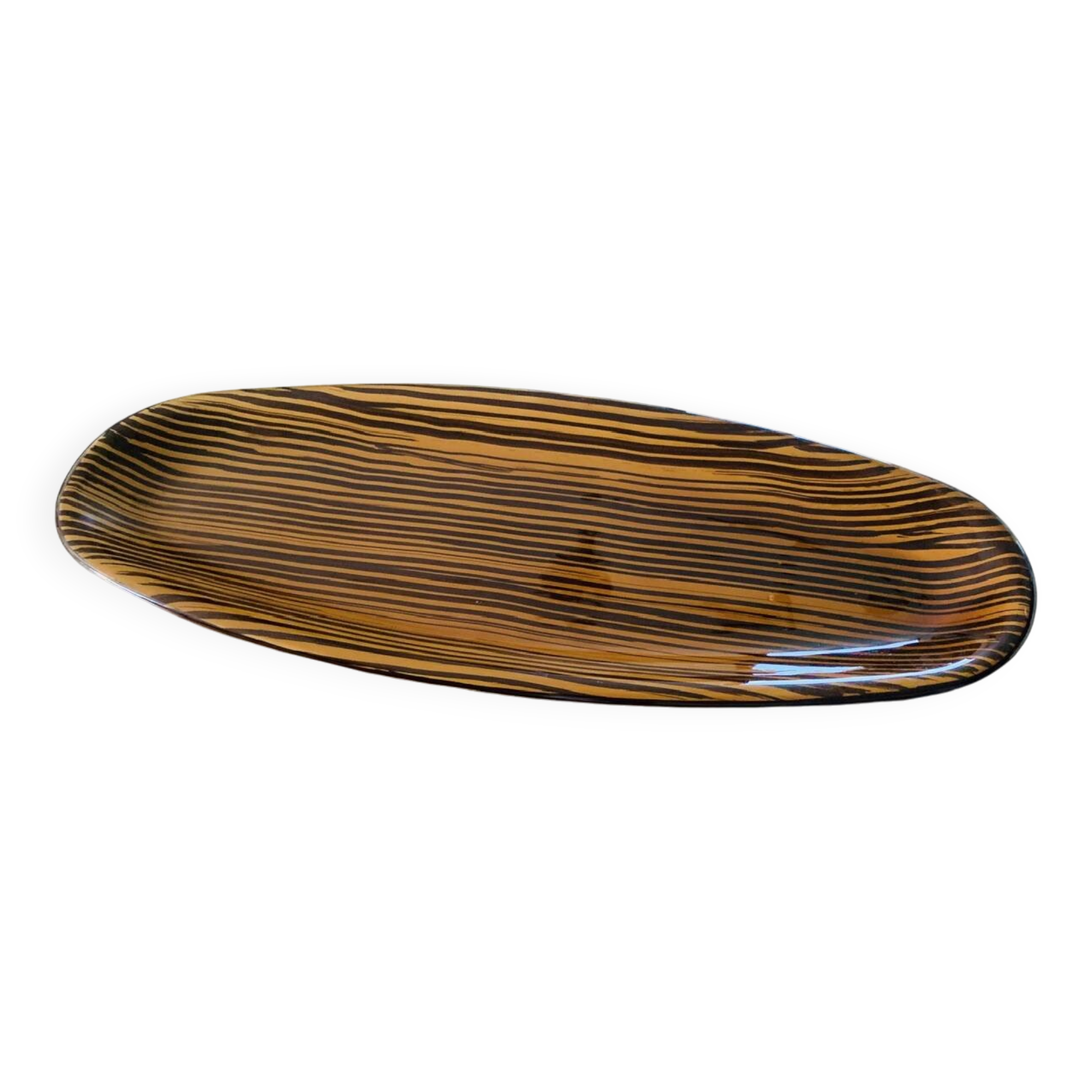 Grand plat en céramique vintage par Sarreguemines, circa 1970's