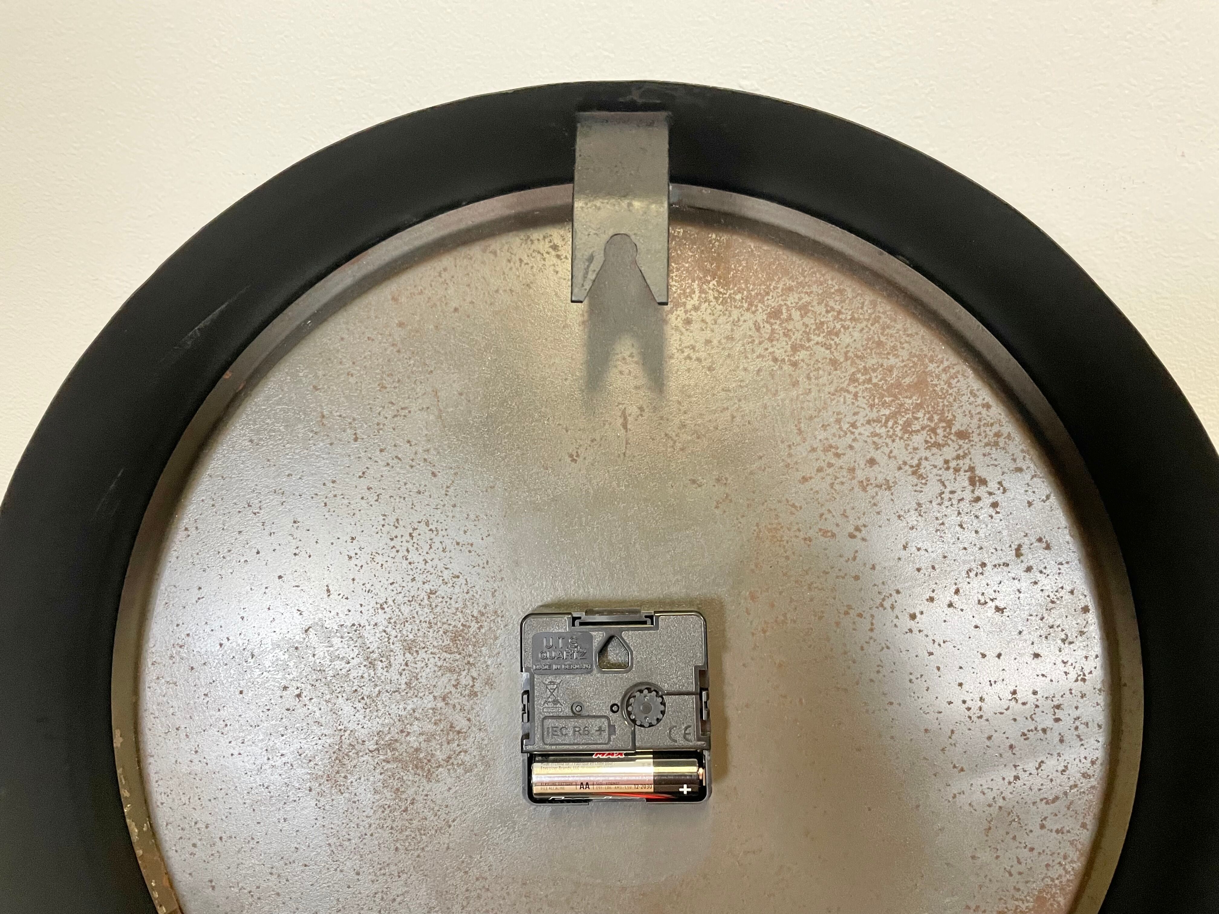 Industrial Black Factory Wall Clock From Chronotechna, 1950s