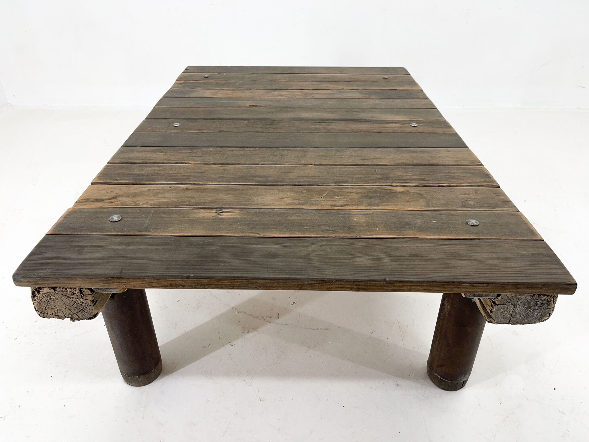 1950's vintage industrial wood & iron coffee table