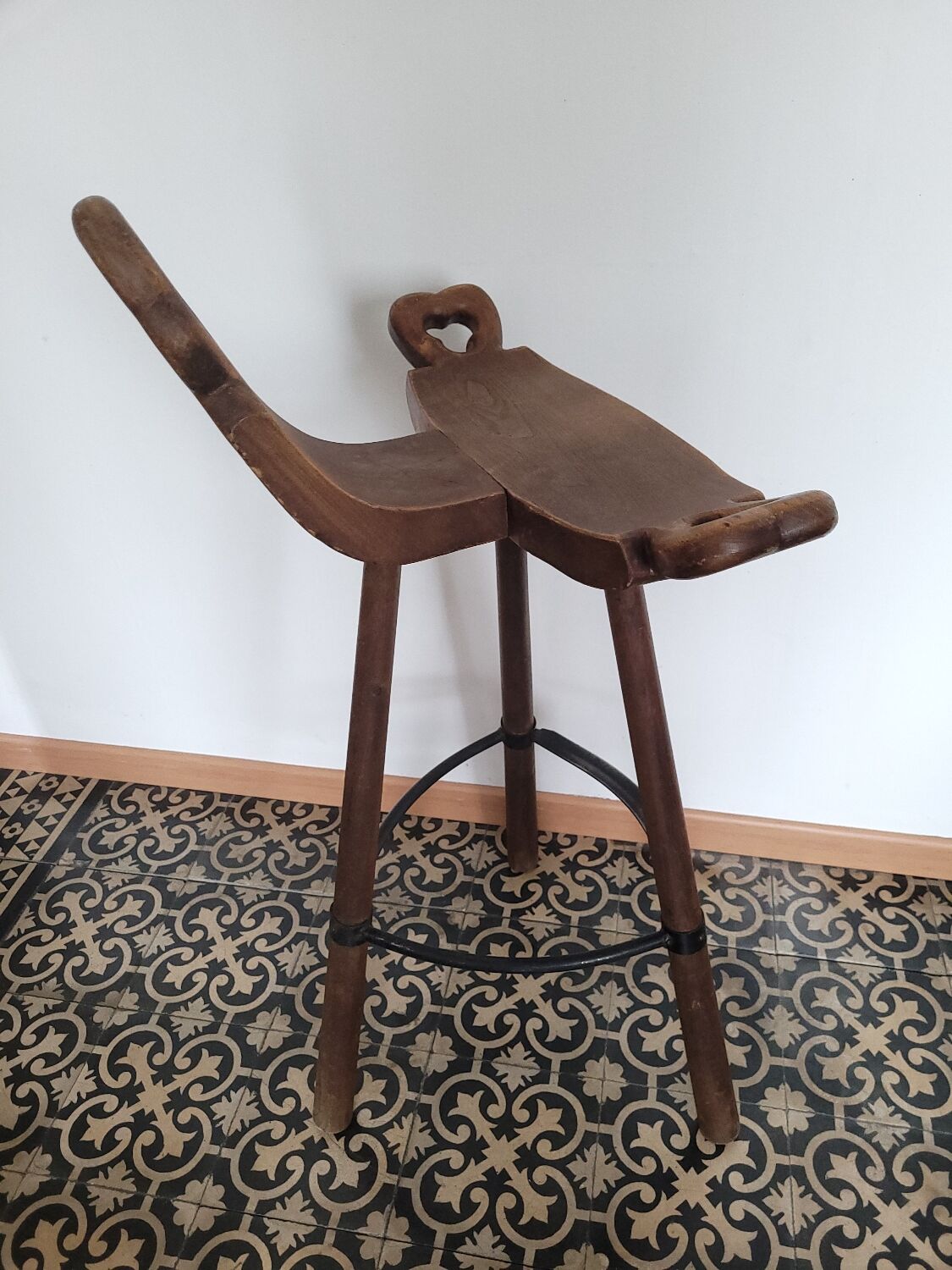 2 vintage brutalist bar stools design Marbella 1970s Spain