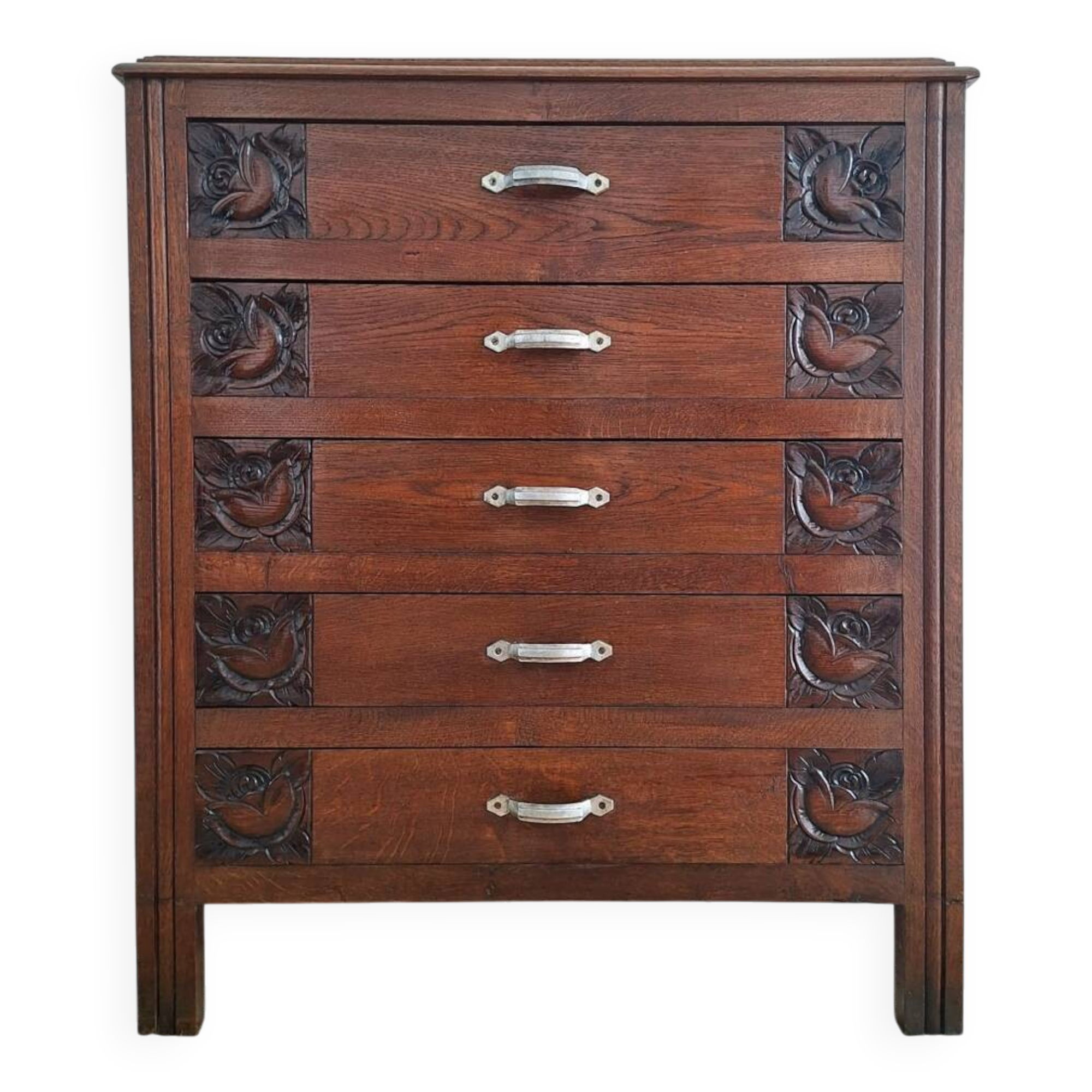 Commode art déco plateau bois, meuble ancien vintage