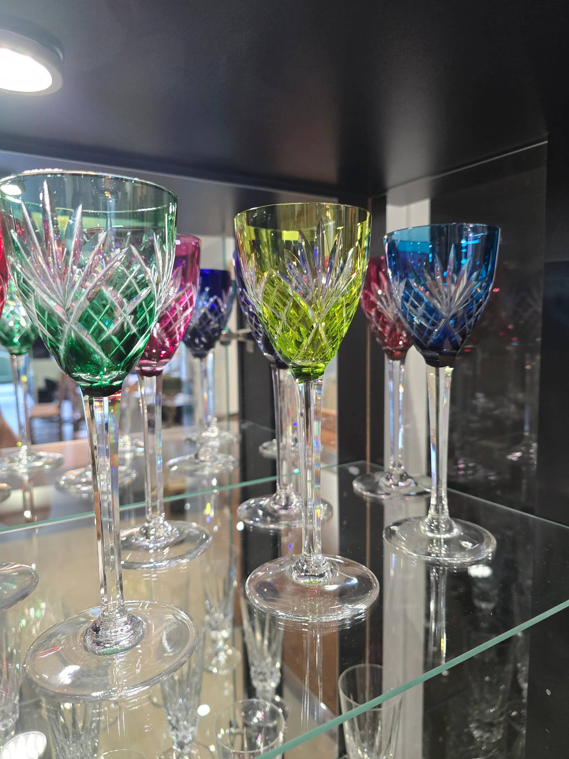 12 coloured cups / glasses Saint-Louis model Chantilly