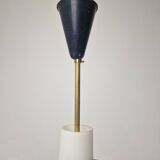 Stilnovo Pendant in Milk Glass and Brass, Italy 1960's