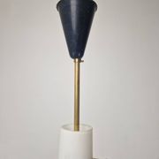 Stilnovo Pendant in Milk Glass and Brass, Italy 1960's