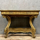 Louis XV Baroque console in gilded wood and lacquered wood circa 1900