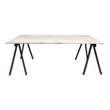 Patinated trestle table