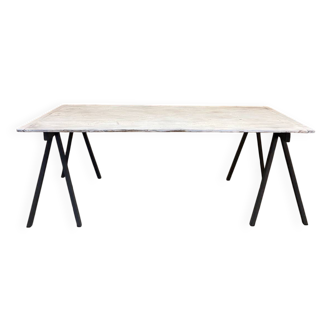 Patinated trestle table