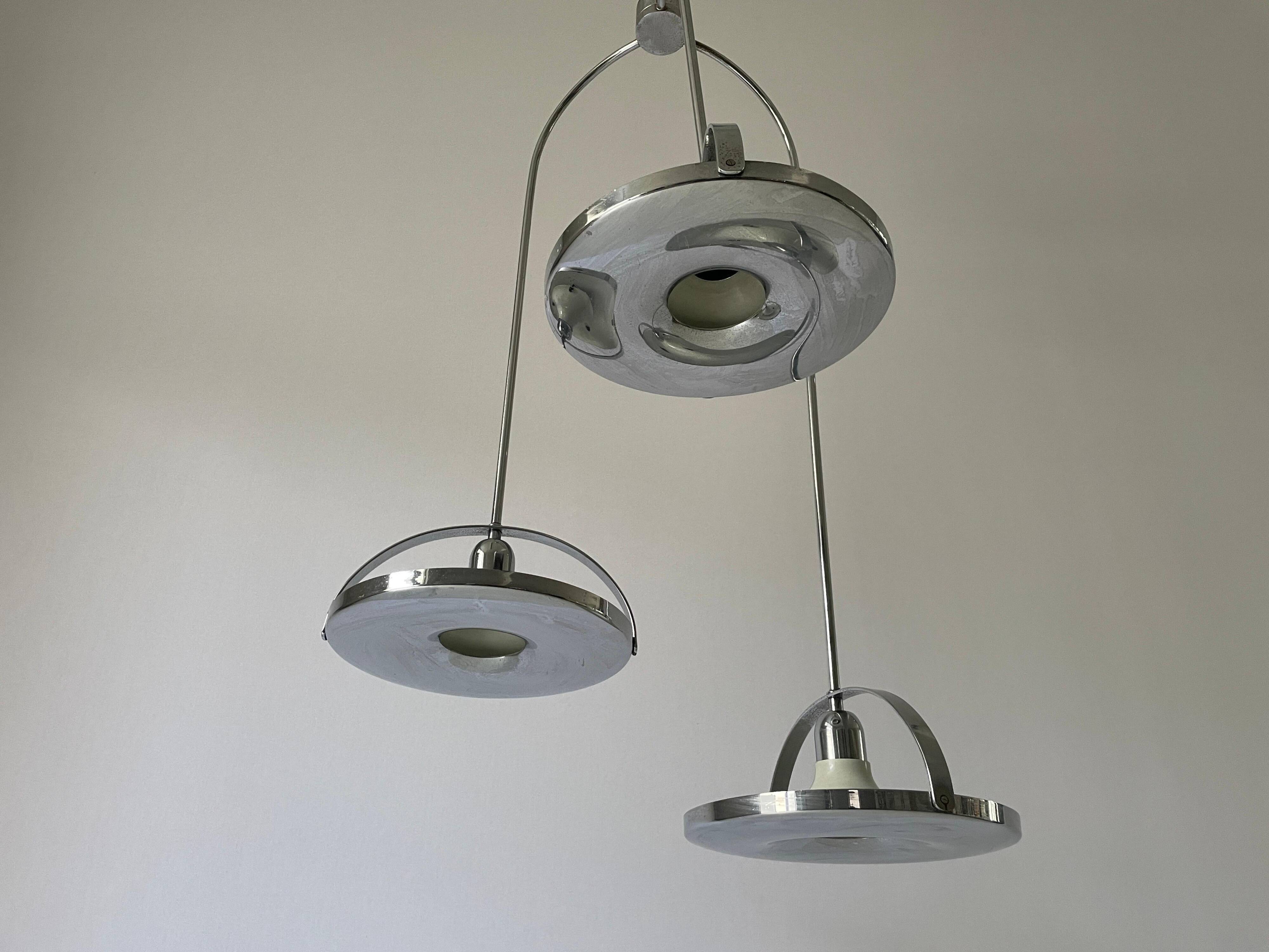 Mid-century modern triple shade ceiling light by Reggiani, 1960s, Italy.