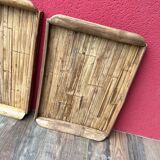 Duo of large bamboo serving trays
