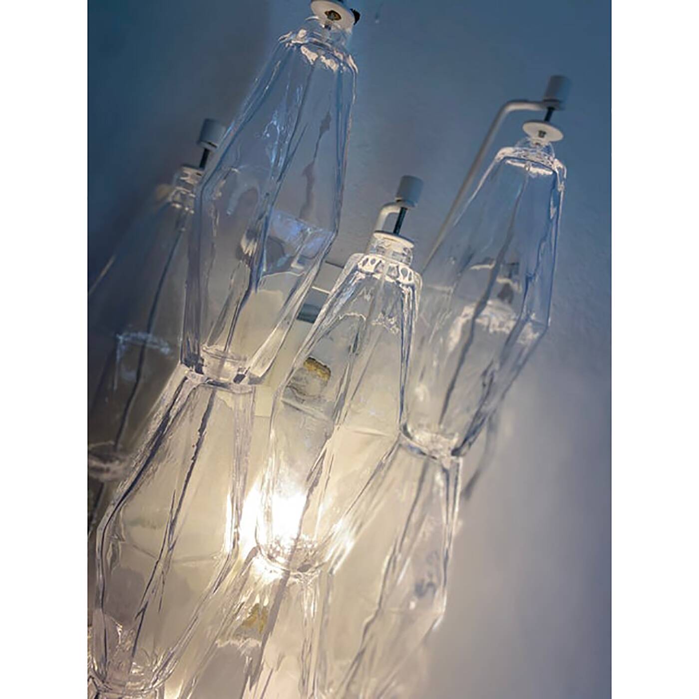 Set of Two Contemporary Shenographic "Poliedro" Murano Glass Wall Sconces