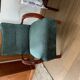 Art Deco green armchair in fabric and wood, 1920s, restored and reupholstered.