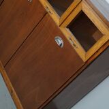 Vintage Dutch Beech & Oak Haberdashery Shop / Grain Cabinet, 1950s