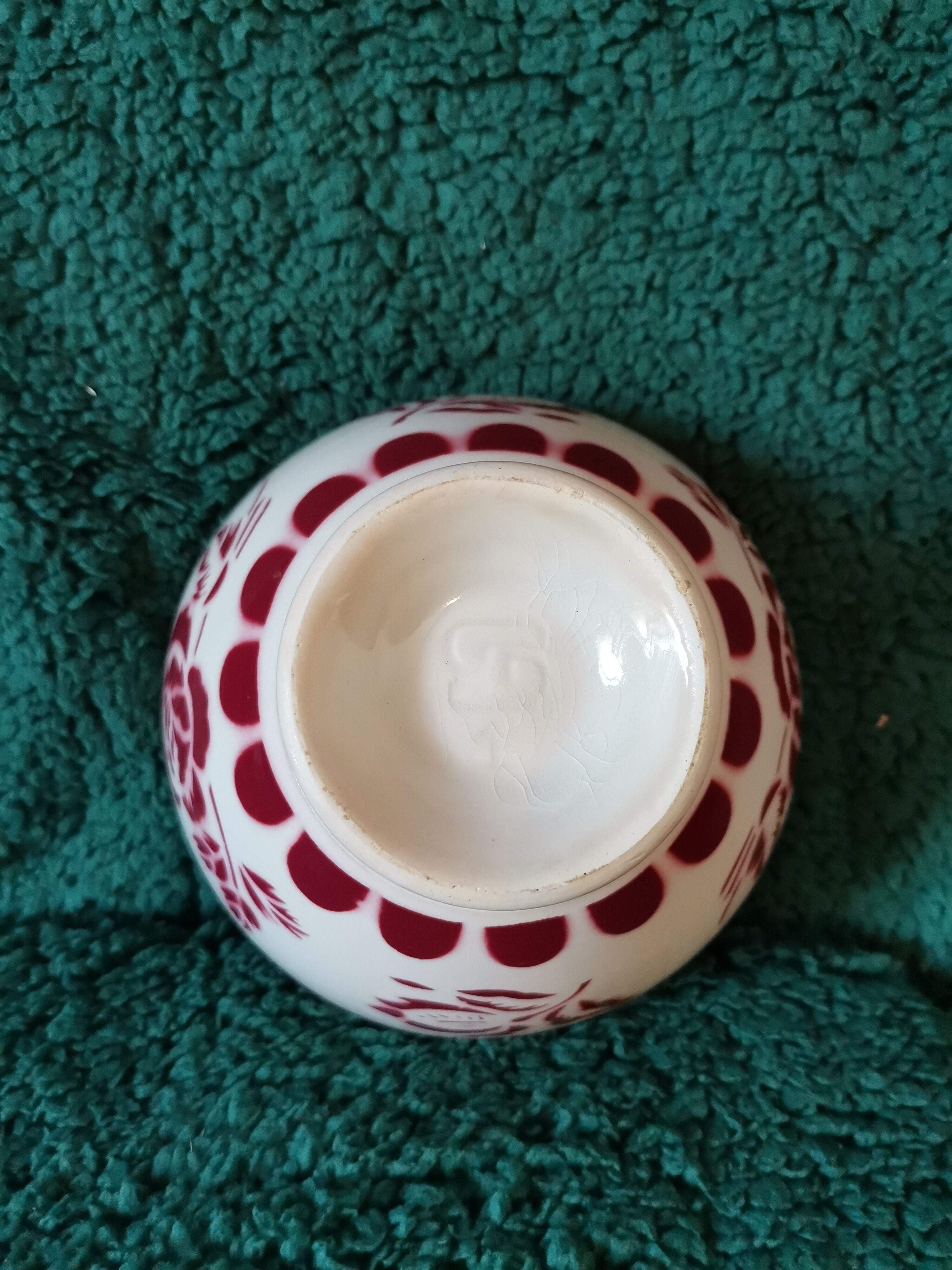 Old bowl Digoin pink red