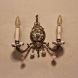 Mid century Spanish Boho ceramic and brass wall light