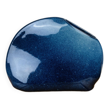 Blue ceramic free form vase