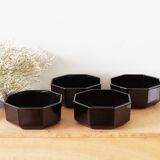 4 octagonal black Arcoroc cups