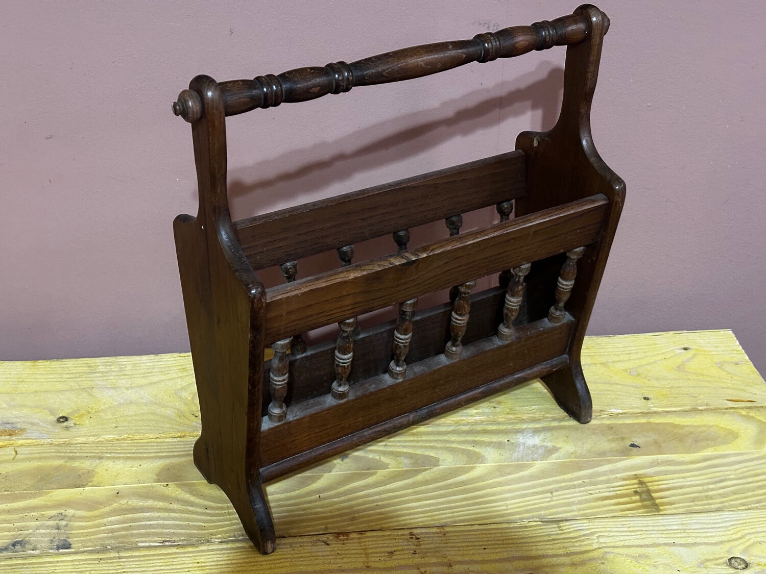 Vintage wooden magazine rack, Denmark