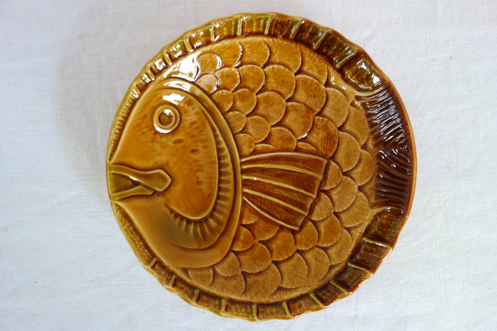 Fish service for 8 people, earthenware Sarreguemines.