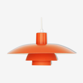 Orange pendant light PH 4/3 by Poul Henningsen for Louis Poulsen. Denmark 1970s