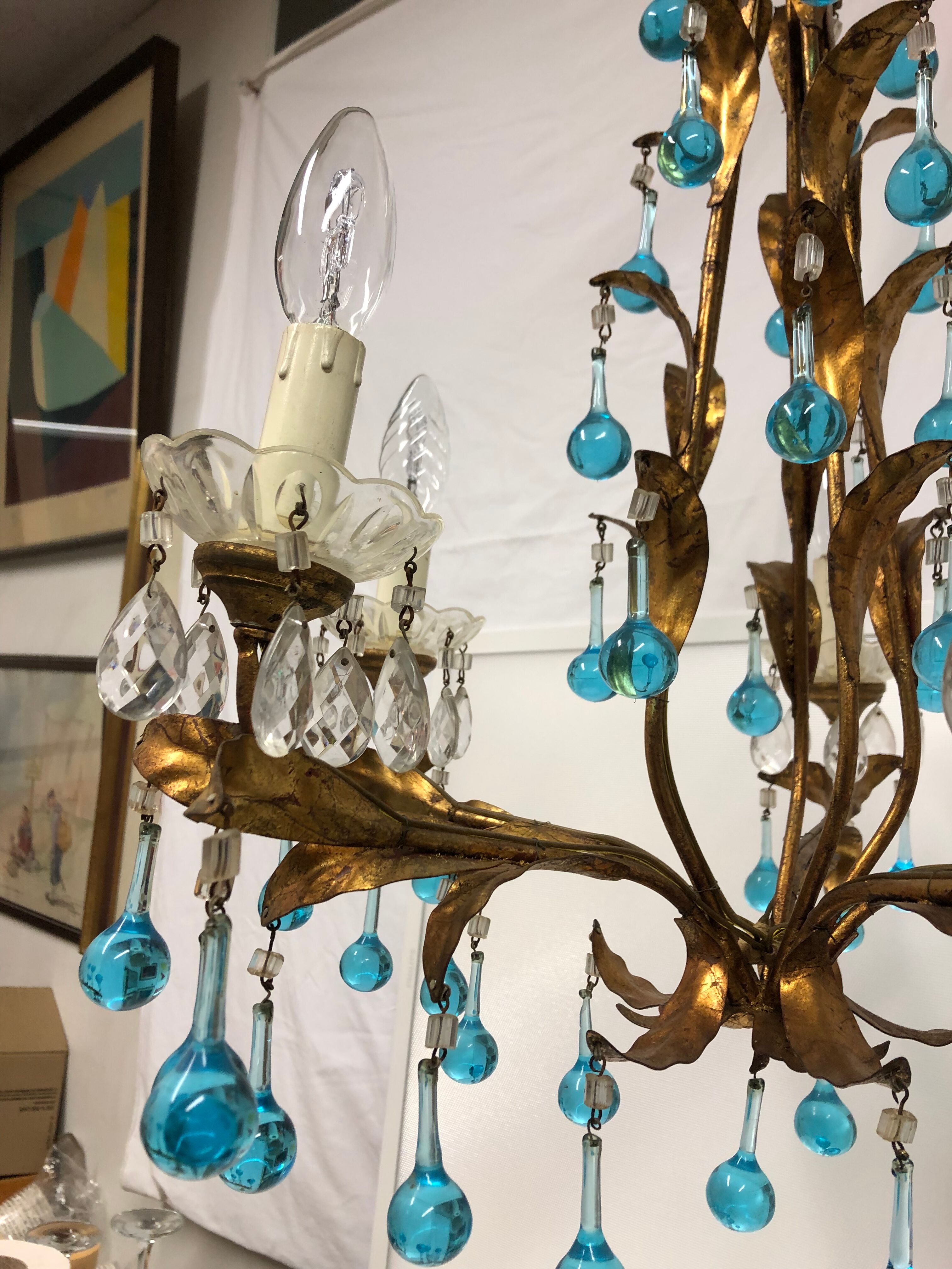 Chandelier with pearl grapevines