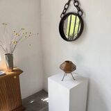 Brutalist mirror with metal chain from the 50s