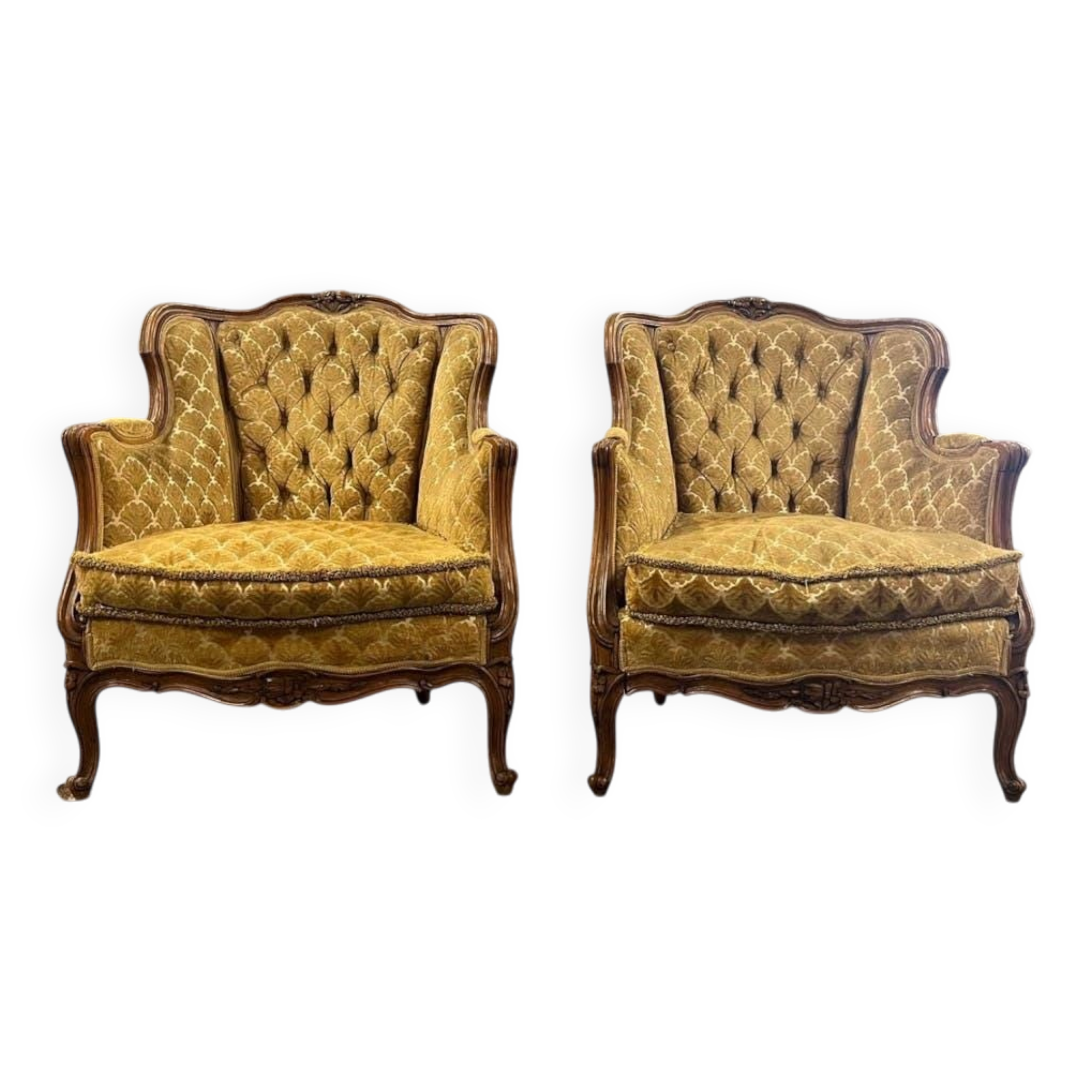Fauteuil baroque vintage jaune doré / une place / canapé
