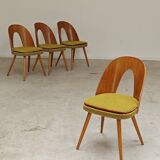 Set of 4 yellow Antonin Suman chairs for Tatra Nabytok 1960