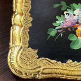 Wooden platter, hand-painted decoration