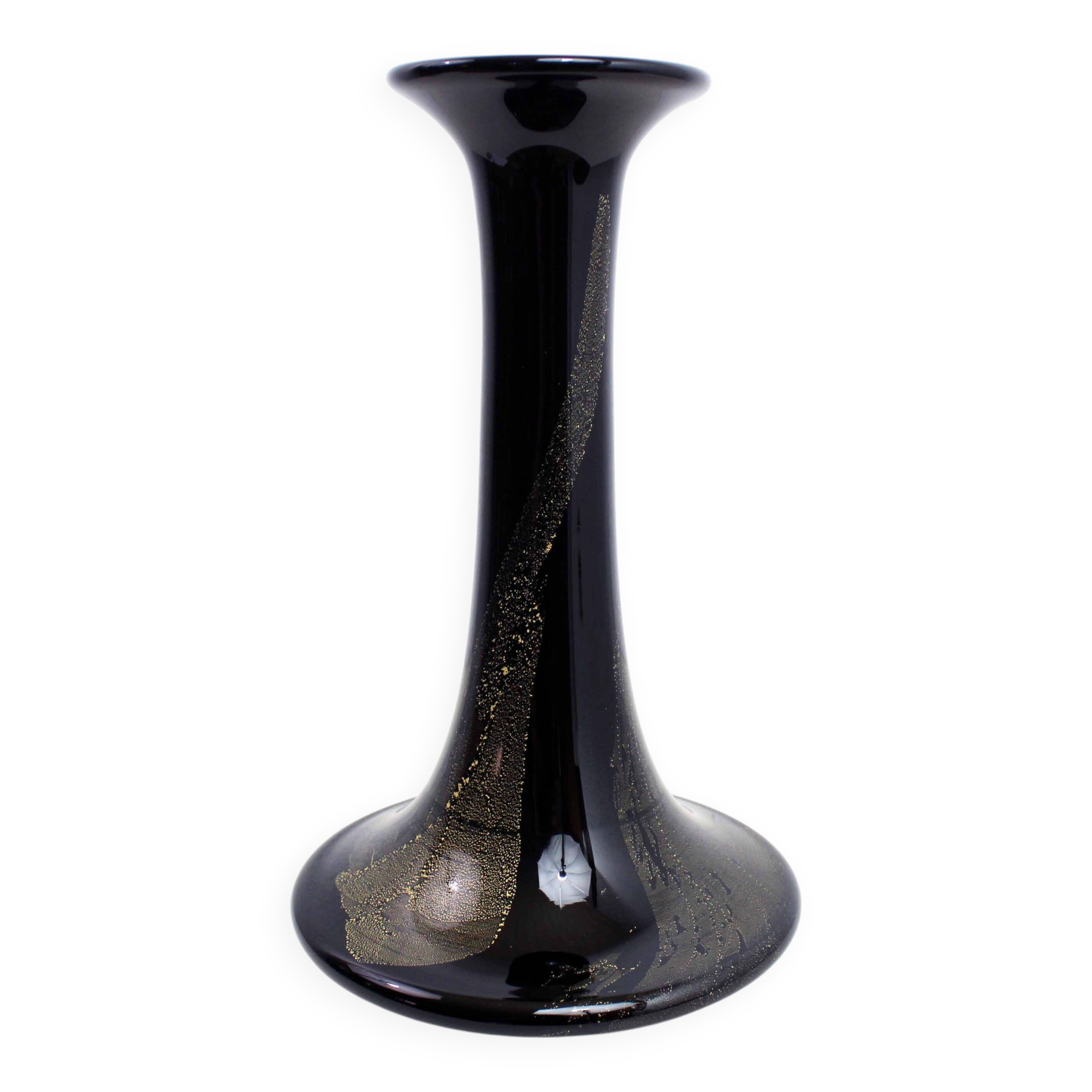 Theresienthal black and gold glass vase 1970
