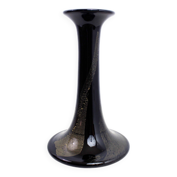 Theresienthal black and gold glass vase 1970