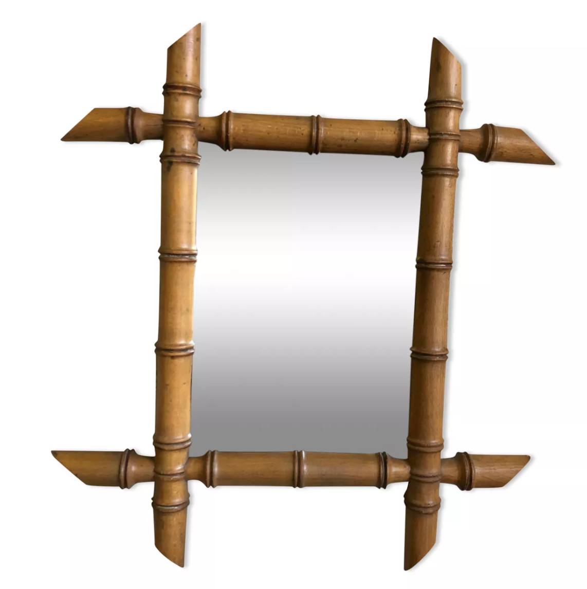 Miroir en bambou vintage 37x41cm
