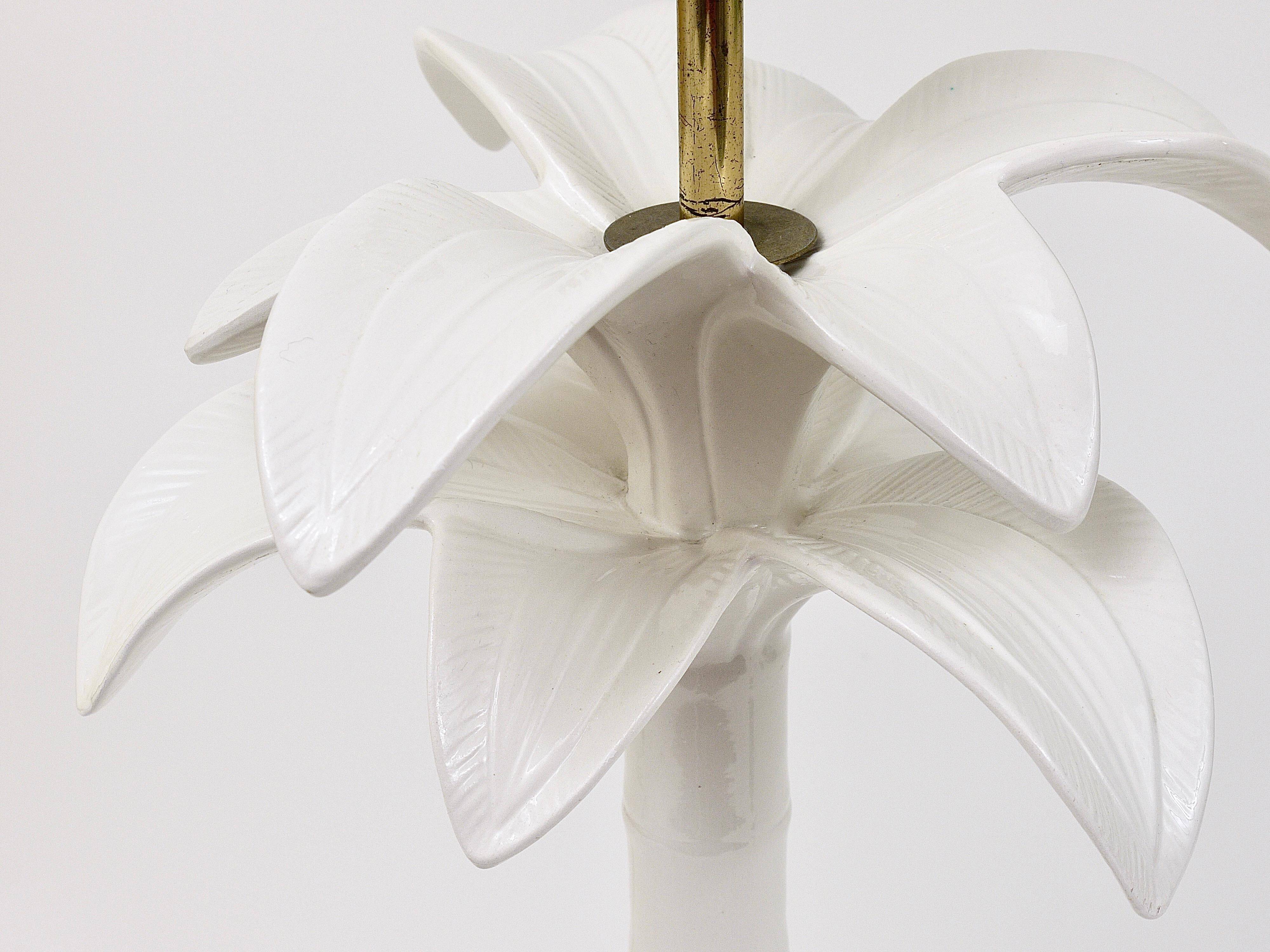 Lampe de table en faux bambou arbre de palmier blanc Tommaso Barbi, Italie, années 1970