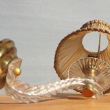 Pair of vintage wall lamps plexi lampshade pleated gold