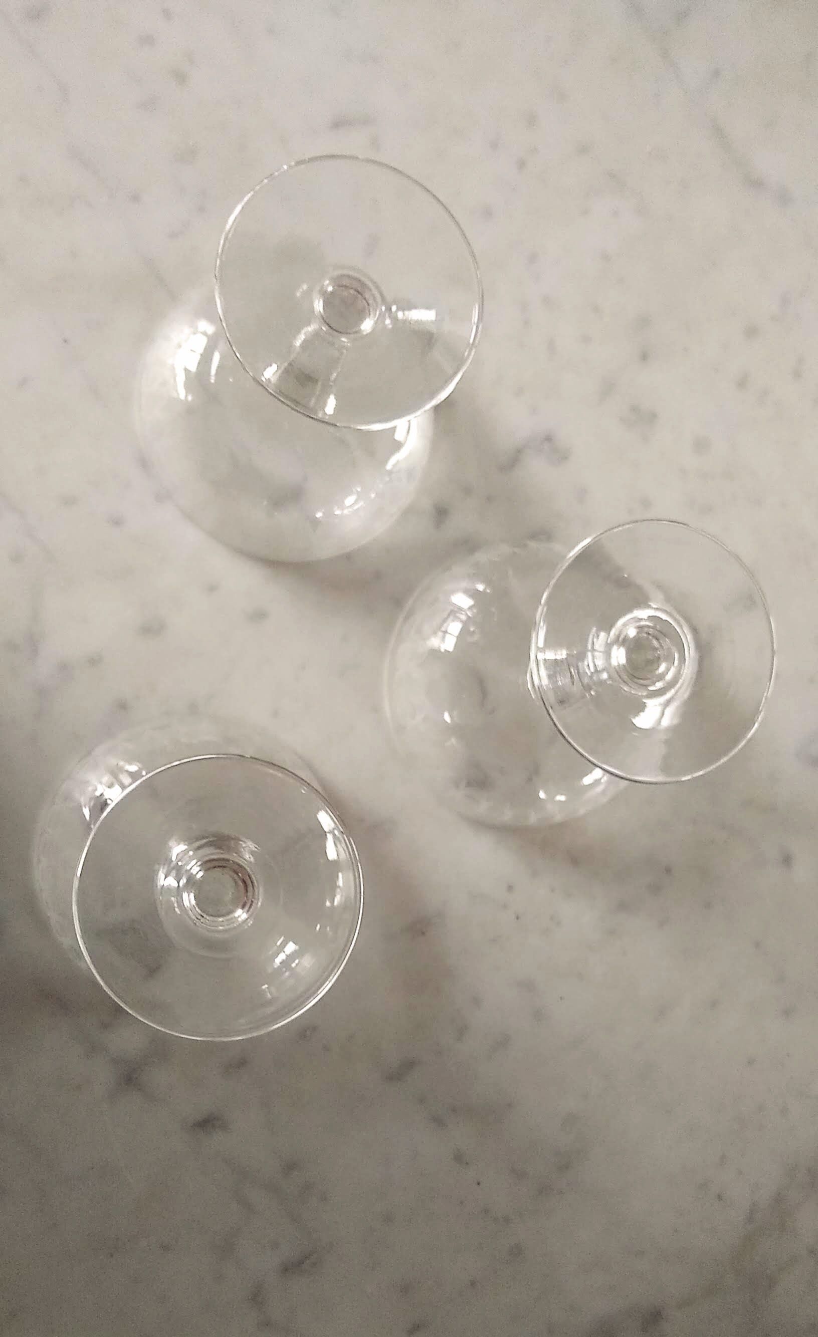 3 champagne glasses in cut glass