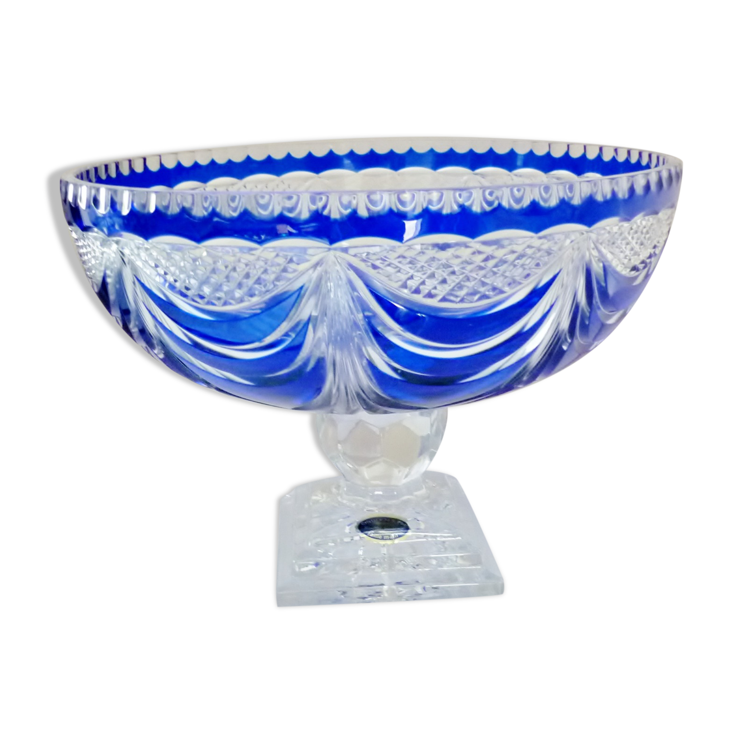 Centerpiece, blue crystal of Lorraine, limited series 233/500, blown and cut