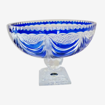 Centre de table, cristal bleu de Lorraine, série limitée 233/500,soufflé et taillé