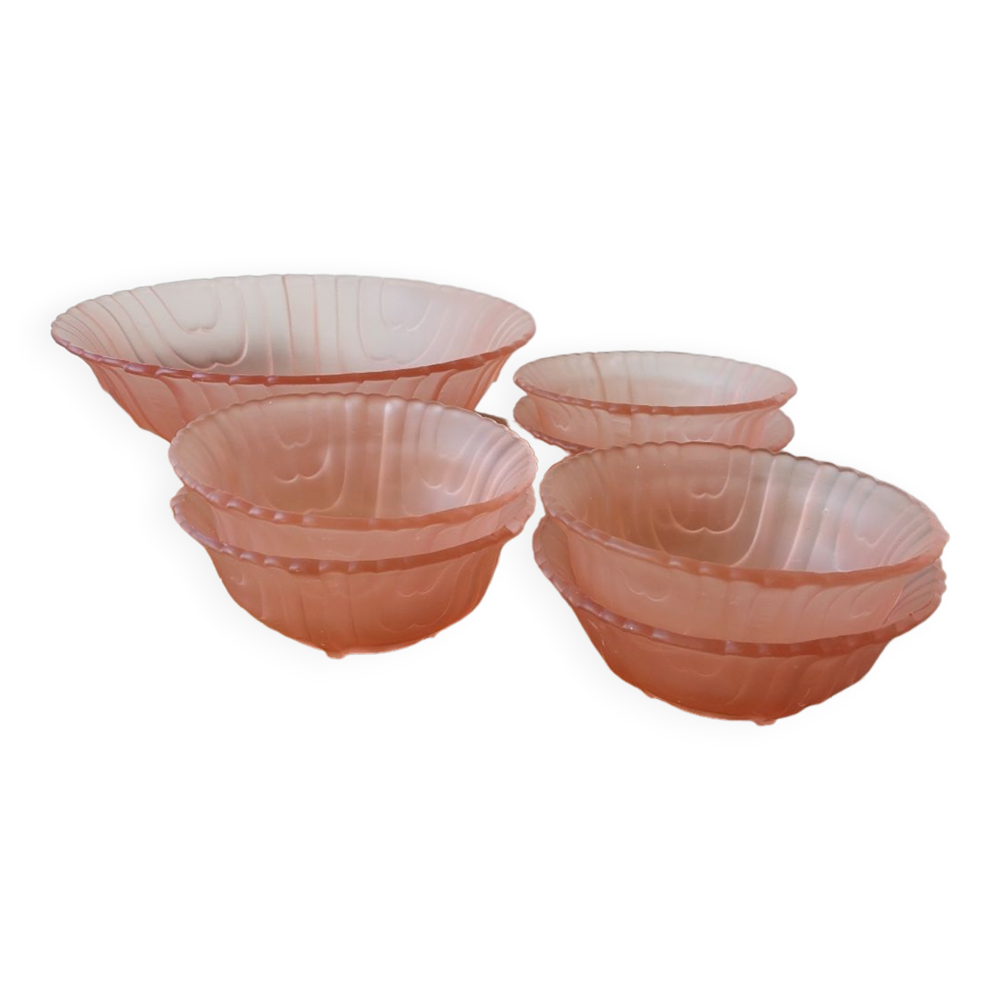Ensemble de bols en verre dépoli rose