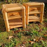 Vintage bamboo bedside tables